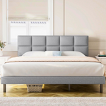 Bed Frame Upholstered With Soft Upholstered Fabric Headboard
